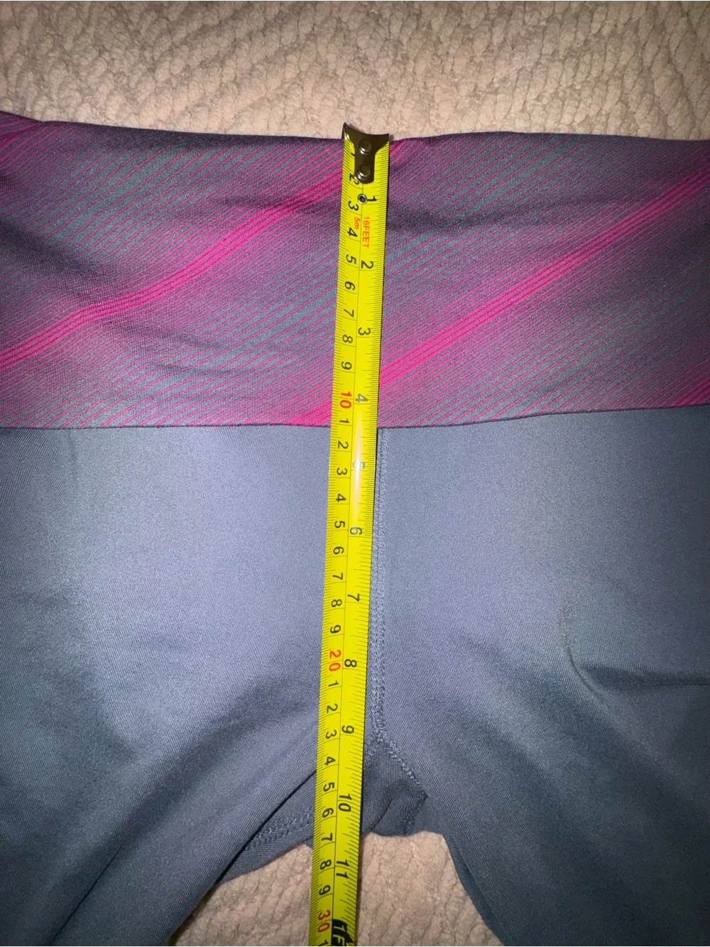 Alo Yoga Airbrush Crop Flare Leggings Gray Pink Foldover Waist Size M